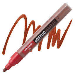 Amsterdam Acrylic Marker - Burnt Sienna, 4 mm marker and swatch