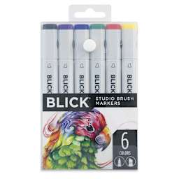 Blick Studio Brush Markers - Assorted Colors, Set of 6 - front of packaging