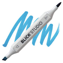 Blick Studio Brush Marker - Sorrento Blue marker and swatch