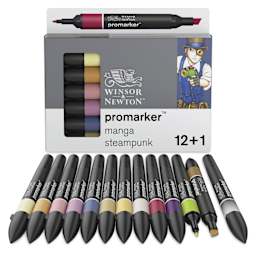 Winsor & Newton Promarker - Manga Steampunk, Set of 13, markers laid out