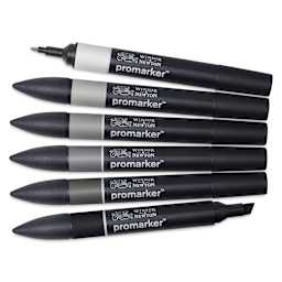 Winsor & Newton Promarker - Neutral Tones, Set of 6, markers fanned out