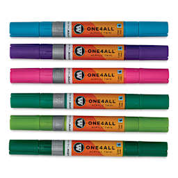 Molotow One4All Acrylic Twin Markers - Basic Colors 2, Set of 6 - with caps on