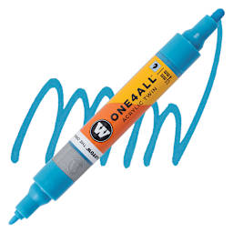 Molotow One4All Acrylic Twin Marker - Shock Blue marker and swatch