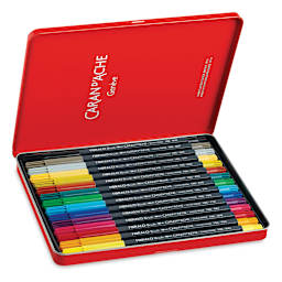 Caran d'Ache Fibralo Brush Marker Sets - Set of 15 markers shown in storage tin