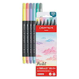 Caran d'Ache Fibralo Water-Soluble Brush Markers - Set of 6, Pastel