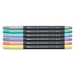 Caran d'Ache Fibralo Water-Soluble Brush Markers - Set of 6, Pastel, contents