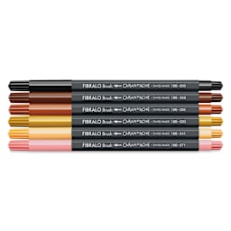 Caran d'Ache Fibralo Water-Soluble Brush Markers - Set of 6, Portrait, contents