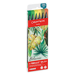Caran d'Ache Fibralo Water-Soluble Brush Markers - Set of 6, Botanic, front of packaging