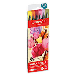 Caran d'Ache Fibralo Water-Soluble Brush Markers - Set of 6, Bloom, front of packaging
