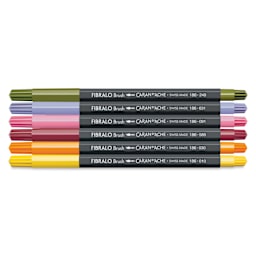 Caran d'Ache Fibralo Water-Soluble Brush Markers - Set of 6, Bloom, contents