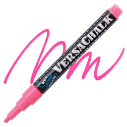 VersaChalk Wet Erase Liquid Chalk Marker - Neon Pink, 3 mm, swatch and marker
