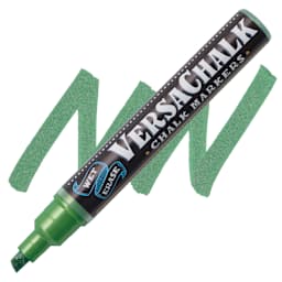 VersaChalk Wet Erase Liquid Chalk Marker - Metallic Emerald, 5 mm, swatch and marker
