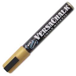 VersaChalk Wet Erase Liquid Chalk Marker - Metallic Gold, 5 mm, Fine Tip, cap on