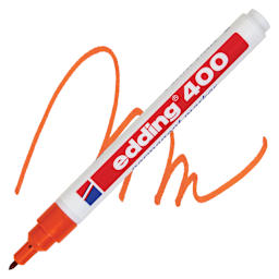 Edding Permanent Marker - Orange, 400 Series, swatch and marker