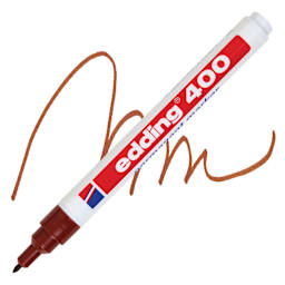Edding Permanent Marker - Brown, 400 Series, swatch and marker