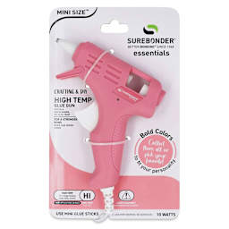Surebonder Essentials Mini High Temp Glue Gun - Rose, front of the packaging.