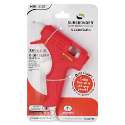 Surebonder Essentials Mini High Temp Glue Gun - Coral, front of the packaging. 
