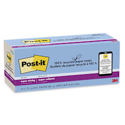 Post-it Recycled Super Sticky Notes - Oasis Collection, 3" x 3", Pkg of 24 - enclosed packaging