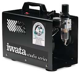 Power Jet Lite Studio Compressor - Angled view showing air regulator 