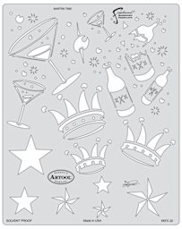 Artool Kustom Kulture Freehand Templates - Front view of Martini Time Template