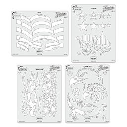 Iwata Artool Freehand Template - Set of 4, Patriotica