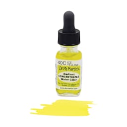 Dr. Ph. Martin's Radiant Concentrated Individual Watercolor - 1/2 oz, Ice Yellow - with color sample in front of bottle