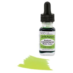 Dr. Ph. Martin's Radiant Concentrated Individual Watercolor - 1/2 oz, Ice Green, color swatch and bottle