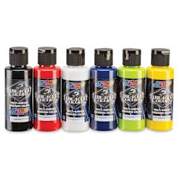 Createx Wicked Colors Airbrush Paint Sets - Component bottles of 6 pc Opaque Primary Color set 