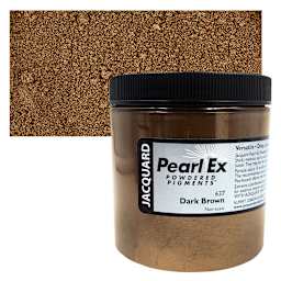Jacquard Pearl-Ex Pigment - 4 oz, Dark Brown, Jar and swatch