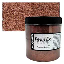 Jacquard Pearl-Ex Pigment - 4 oz, Antique Copper, Jar and swatch