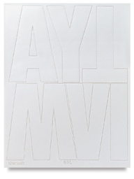 Chartpak Vinyl Letters - Top view of sheet of largest size 6 inch White letters