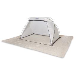 HomeRight Spray Shelters - Right angled view of Large Shelter assembled on drop cloth, not included