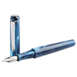 Tom Hessin Charles Collection Fountain Pen - Thames Blue, pen and cap (image may show a different size nib)