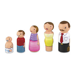 Hygloss Wooden People Shapes - Painted family showing different sizes and shapes
