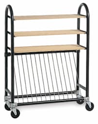 Kiln Shelf Cart - Left Angled view showing Heavy Duty Casters, shelves and vertical storage