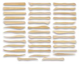 Boxwood Clay Tool Sets - Set of 38 6" long tools shown horizontally