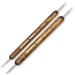 Kemper Double Ball Stylus Embossing Tools - Top view of Small and Regular tools, shown angled