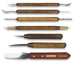 Kemper Ceramic Tool Set - All 7 ceramic tools shown horizontally 
