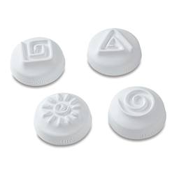 Mayco Press Tools - Top view of 4 pc Spiral Designs Set 