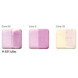 Amaco Lead-Free Velvet Underglaze - Lilac cone 05, cone 5, and cone 10 comparison
