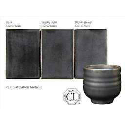 Saturation Metallic Amaco Potter's Choice Glaze - Light coat of glaze; Slightly light coat of glaze; and Slightly heavy coat of glaze.