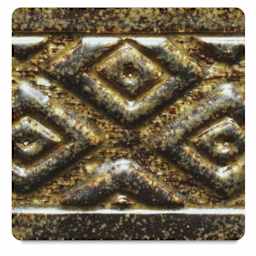 Amaco Potter's Choice Glazes - Temmoku, PC-30. Sample in yellow-brown color variations.