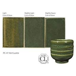 Vert Lustre Amaco Potter's Choice Glaze - Light coat of glaze; Slightly light coat of glaze; and Slightly heavy coat of glaze.