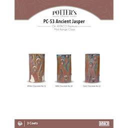 Ancient Jasper Amaco Potter's Choice Glaze - 3 coats applied to Applied to White Chocolate No. 16 clay; Milk Chocolate No. 30 clay; and Dark Chocolate No. 32 clay.