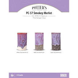 Smokey Merlot Amaco Potter's Choice Glaze - 3 coats applied to Applied to White Chocolate No. 16 clay; Milk Chocolate No. 30 clay; and Dark Chocolate No. 32 clay.