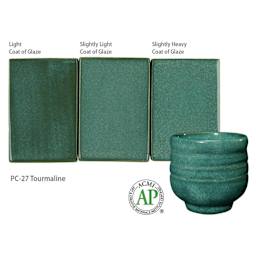 Tourmaline Amaco Potter's Choice Glaze - Light coat of glaze; Slightly light coat of glaze; and Slightly heavy coat of glaze.