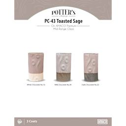 Toasted Sage Amaco Potter's Choice Glaze - 3 coats applied to Applied to White Chocolate No. 16 clay; Milk Chocolate No. 30 clay; and Dark Chocolate No. 32 clay. 