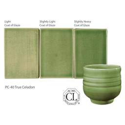True Celadon Amaco Potter's Choice Glaze - Light coat of glaze; Slightly light coat of glaze; and Slightly heavy coat of glaze.