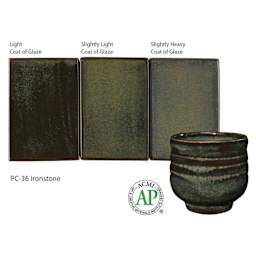Ironstone Amaco Potter's Choice Glaze - Light coat of glaze; Slightly light coat of glaze; and Slightly heavy coat of glaze.