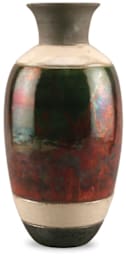 Amaco Lead-Free Raku Glazes - Finished vase glazed with Lustrous Copper